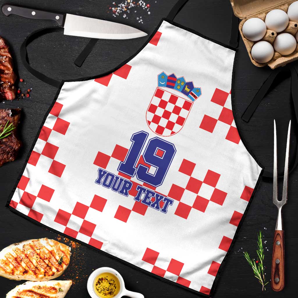 Custom Croatia National Heritage Apron Red and White Checkerboard Design - Wonder Print Shop