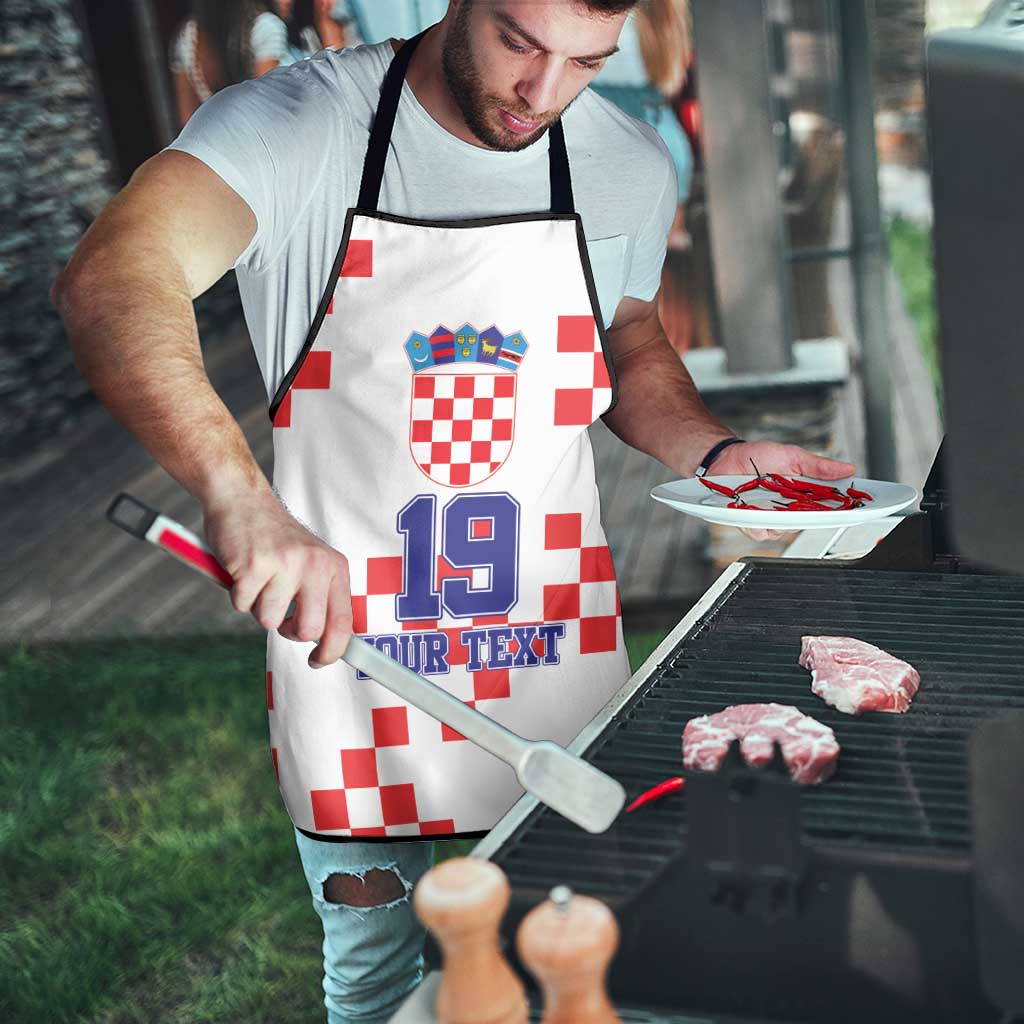 Custom Croatia National Heritage Apron Red and White Checkerboard Design - Wonder Print Shop