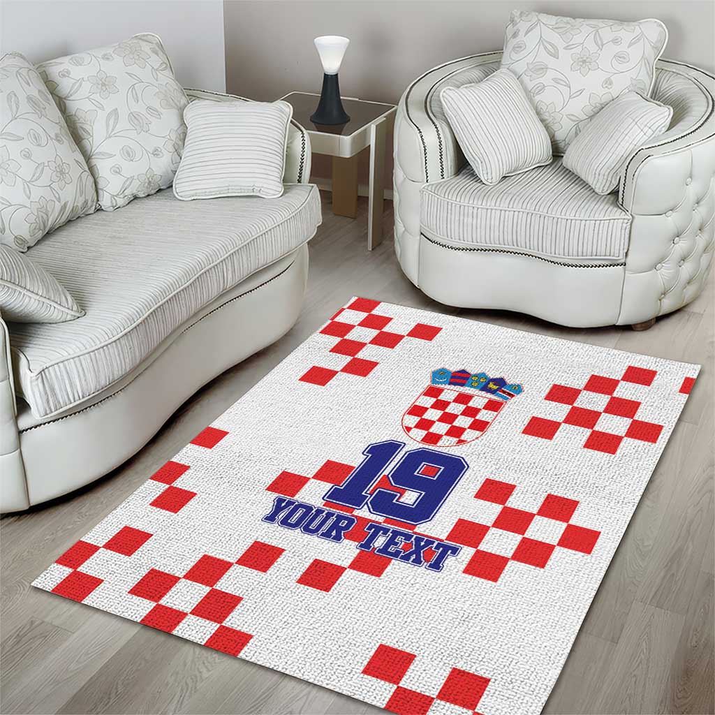 Custom Croatia National Heritage Area Rug Red and White Checkerboard Design - Wonder Print Shop