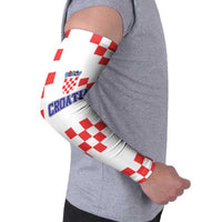 Custom Croatia National Heritage Arm Sleeves Red and White Checkerboard Design - Wonder Print Shop