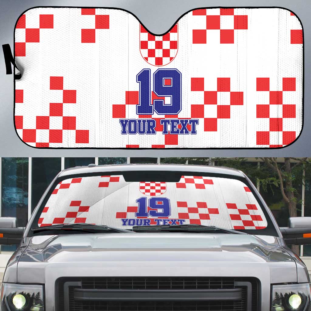 Custom Croatia National Heritage Auto Sun Shade Red and White Checkerboard Design - Wonder Print Shop