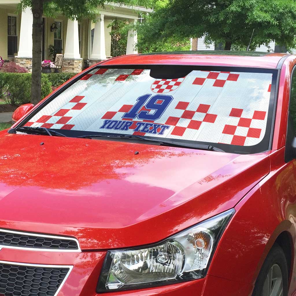 Custom Croatia National Heritage Auto Sun Shade Red and White Checkerboard Design - Wonder Print Shop