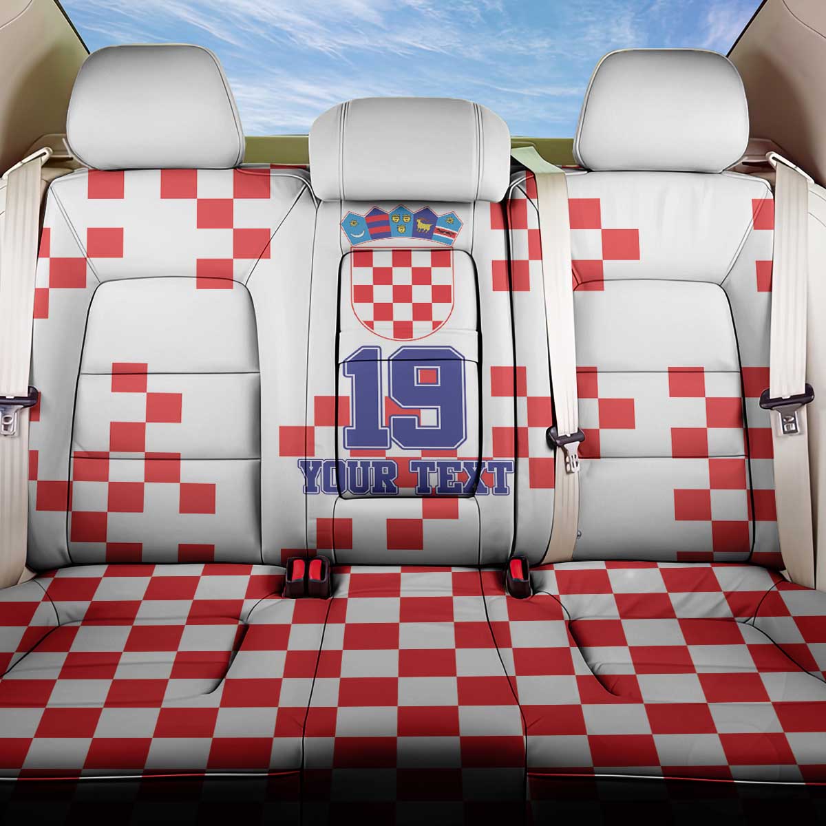 Custom Croatia National Heritage Back Car Seat Cover Red and White Checkerboard Design - Wonder Print Shop