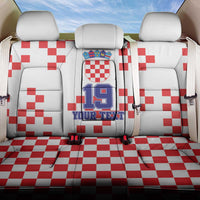 Custom Croatia National Heritage Back Car Seat Cover Red and White Checkerboard Design - Wonder Print Shop