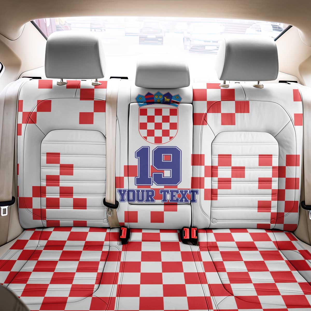 Custom Croatia National Heritage Back Car Seat Cover Red and White Checkerboard Design - Wonder Print Shop