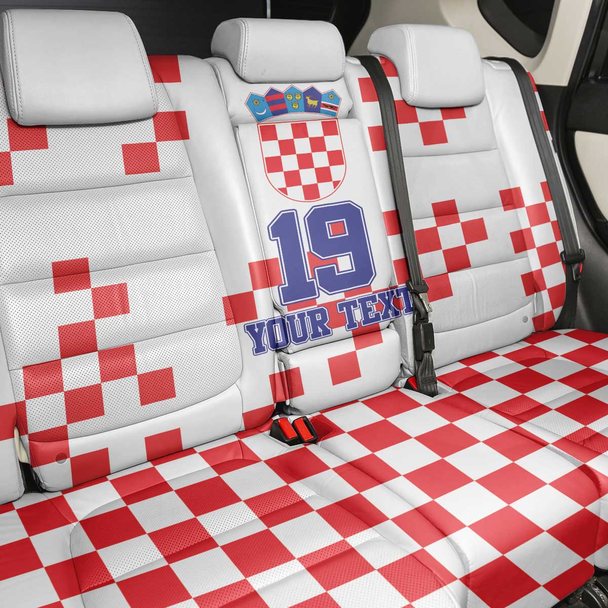Custom Croatia National Heritage Back Car Seat Cover Red and White Checkerboard Design - Wonder Print Shop