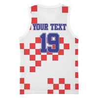 Custom Croatia National Heritage Basketball Jersey Red and White Checkerboard Design - Wonder Print Shop