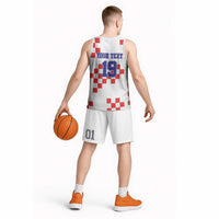 Custom Croatia National Heritage Basketball Jersey Red and White Checkerboard Design - Wonder Print Shop