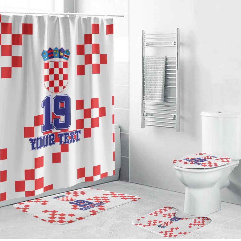 Custom Croatia National Heritage Bathroom Set Red and White Checkerboard Design - Wonder Print Shop