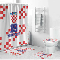 Custom Croatia National Heritage Bathroom Set Red and White Checkerboard Design - Wonder Print Shop