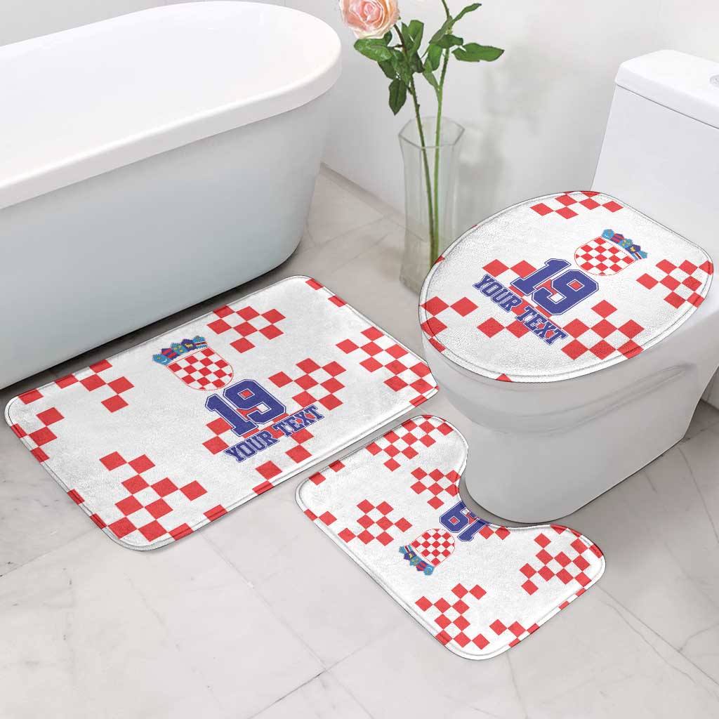Custom Croatia National Heritage Bathroom Set Red and White Checkerboard Design - Wonder Print Shop