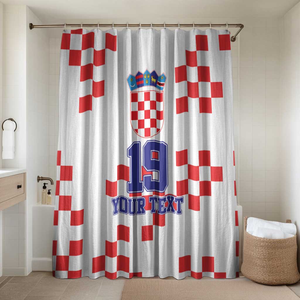 Custom Croatia National Heritage Bathroom Set Red and White Checkerboard Design - Wonder Print Shop
