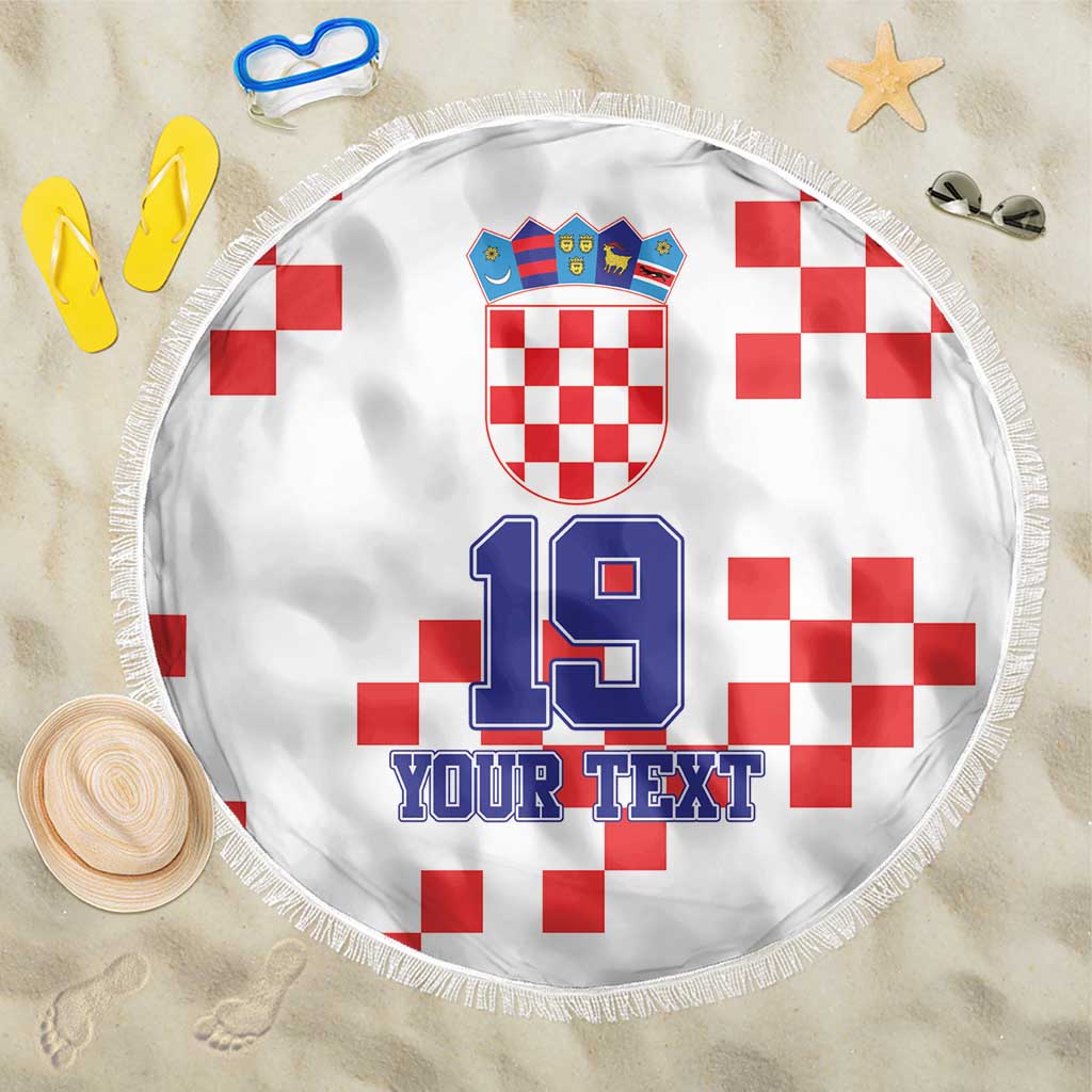 Custom Croatia National Heritage Beach Blanket Red and White Checkerboard Design - Wonder Print Shop