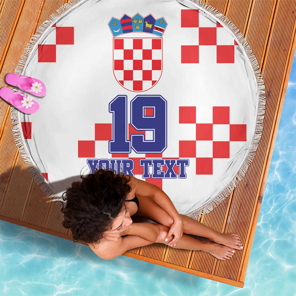 Custom Croatia National Heritage Beach Blanket Red and White Checkerboard Design - Wonder Print Shop