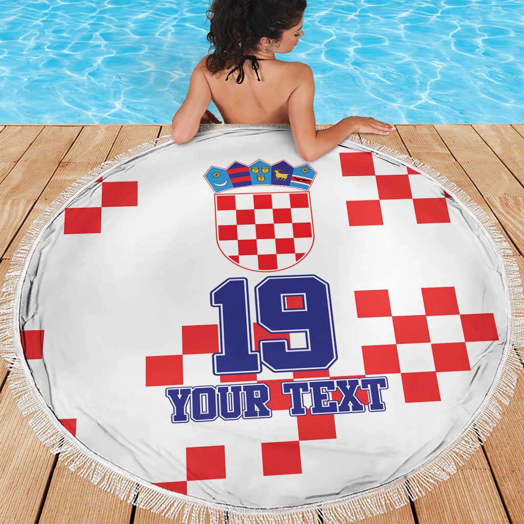 Custom Croatia National Heritage Beach Blanket Red and White Checkerboard Design - Wonder Print Shop