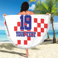Custom Croatia National Heritage Beach Blanket Red and White Checkerboard Design - Wonder Print Shop