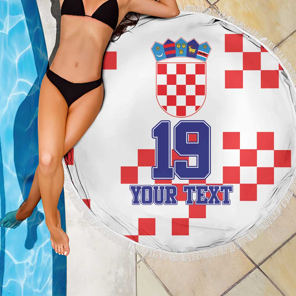 Custom Croatia National Heritage Beach Blanket Red and White Checkerboard Design - Wonder Print Shop