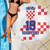 Custom Croatia National Heritage Beach Blanket Red and White Checkerboard Design - Wonder Print Shop