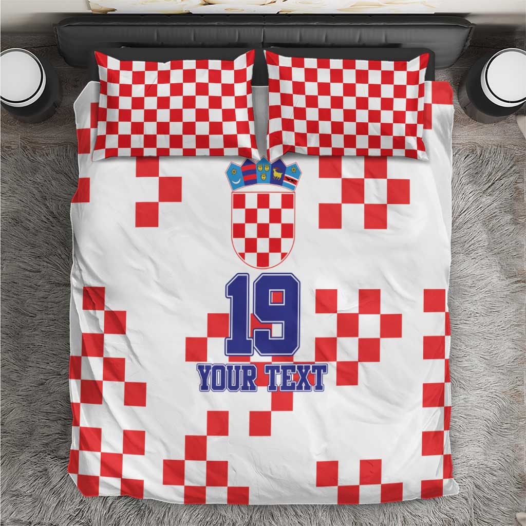 Custom Croatia National Heritage Bedding Set Red and White Checkerboard Design - Wonder Print Shop