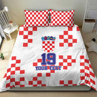 Custom Croatia National Heritage Bedding Set Red and White Checkerboard Design - Wonder Print Shop