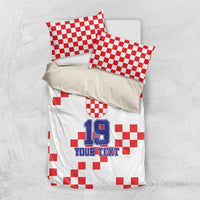 Custom Croatia National Heritage Bedding Set Red and White Checkerboard Design - Wonder Print Shop