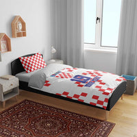 Custom Croatia National Heritage Bedding Set Red and White Checkerboard Design - Wonder Print Shop