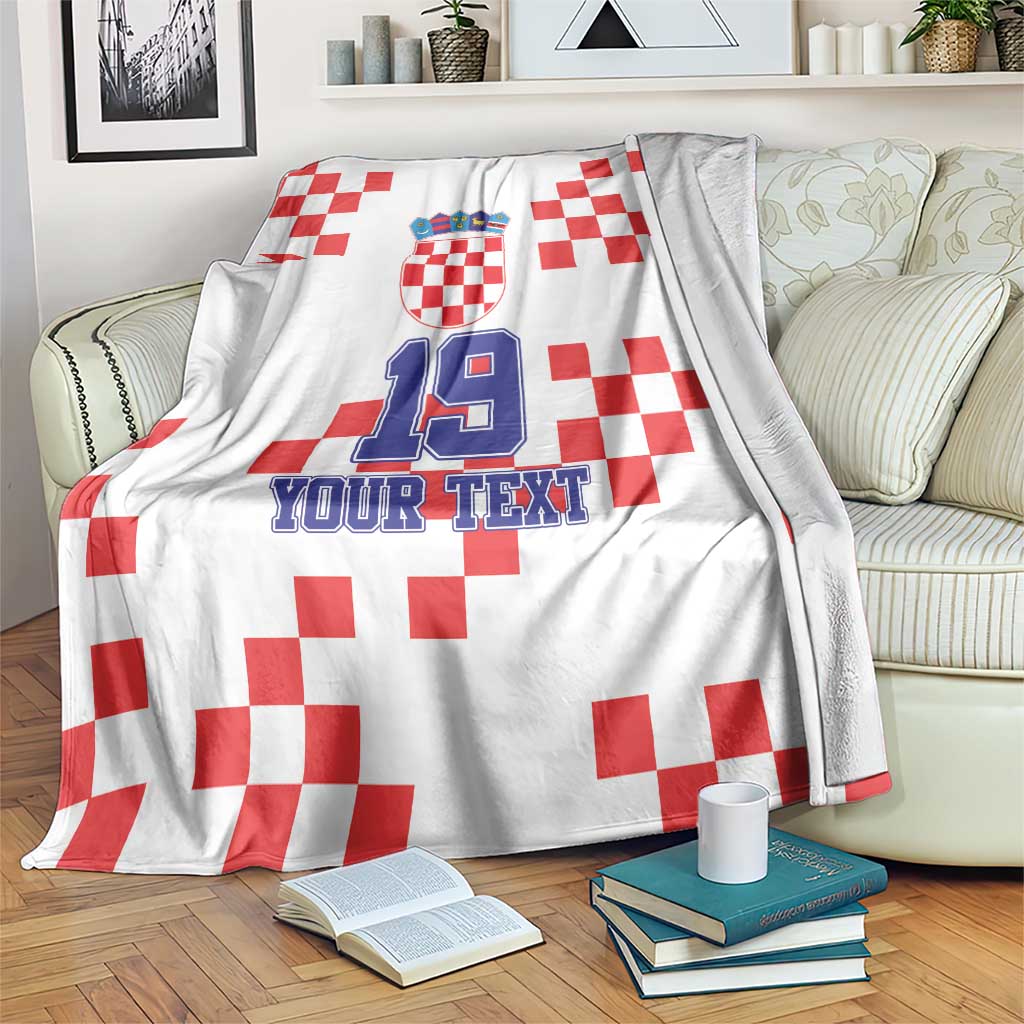 Custom Croatia National Heritage Blanket Red and White Checkerboard Design - Wonder Print Shop