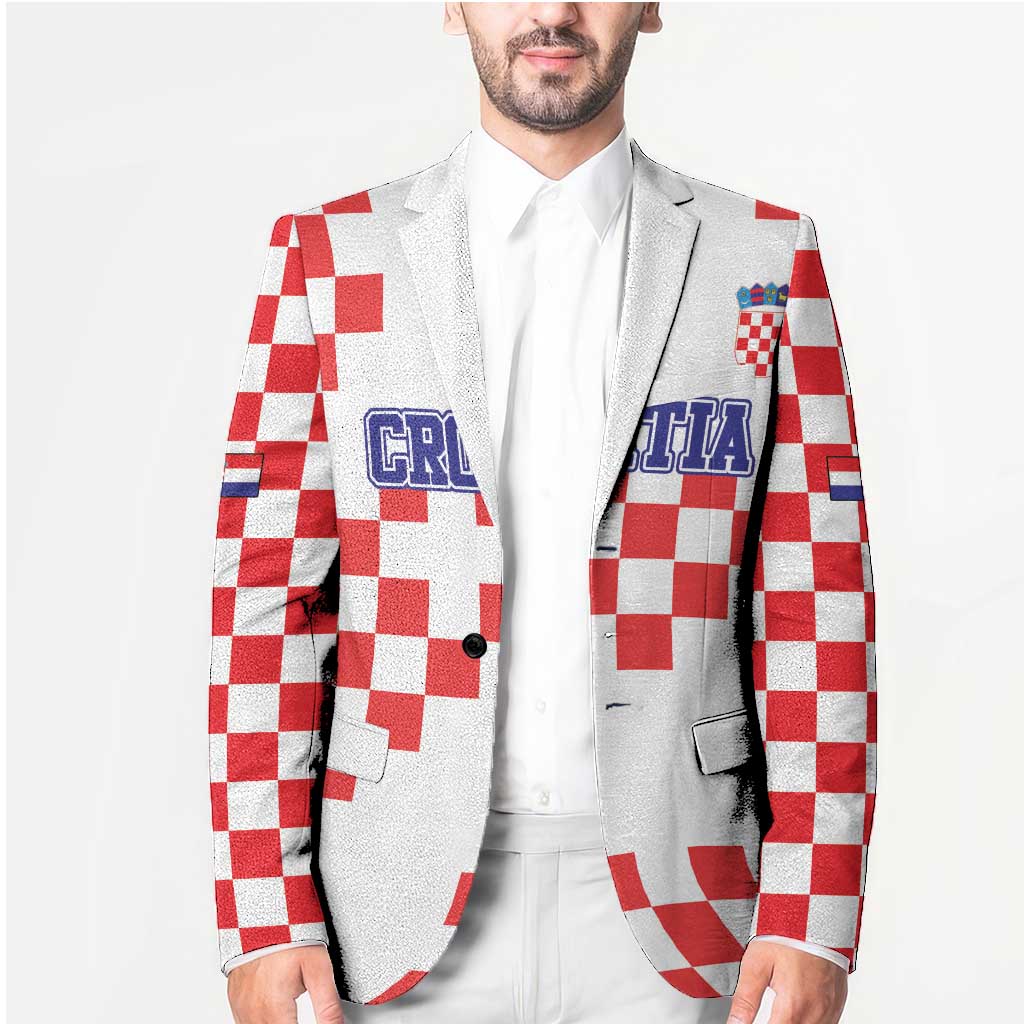 Custom Croatia National Heritage Blazer Red and White Checkerboard Design - Wonder Print Shop