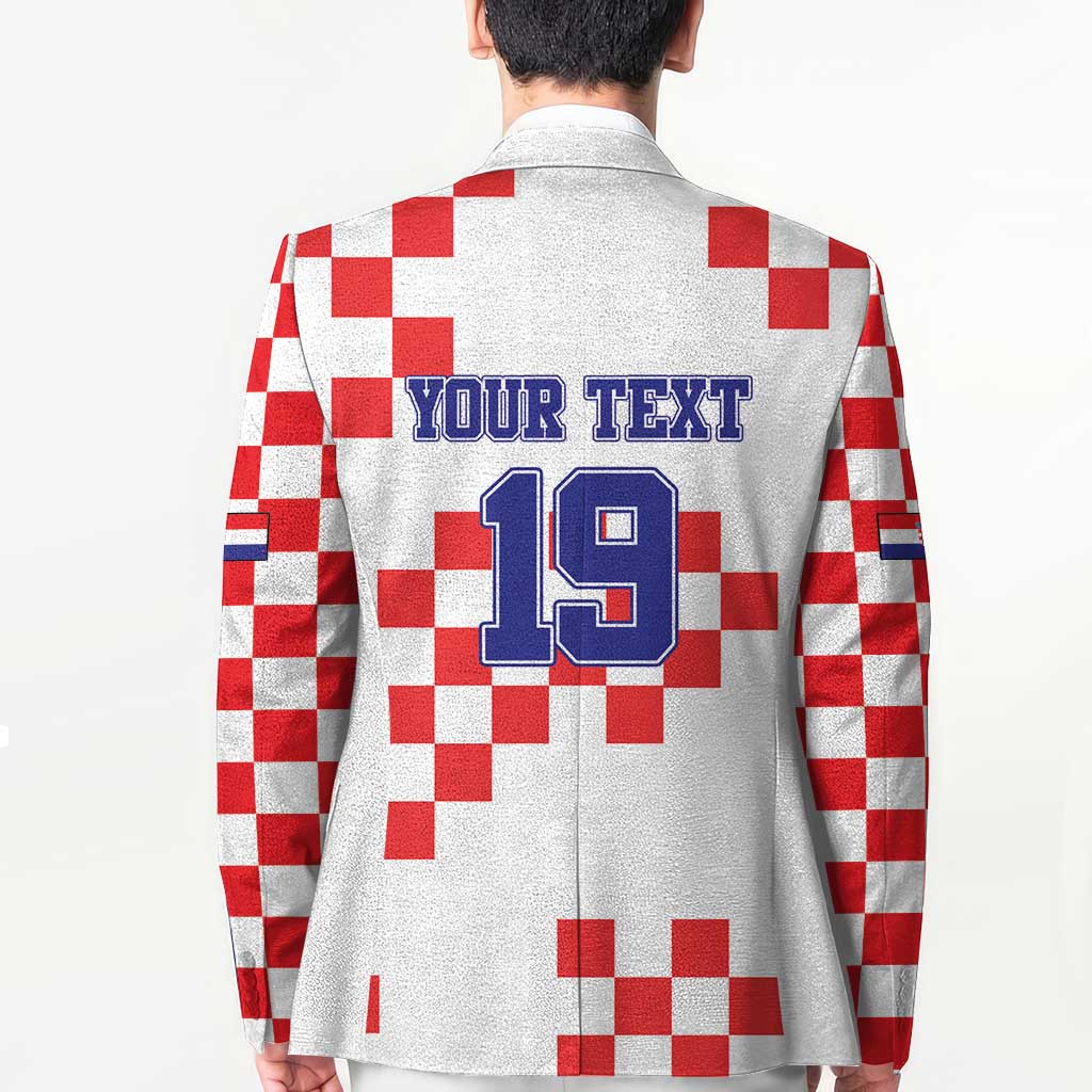 Custom Croatia National Heritage Blazer Red and White Checkerboard Design - Wonder Print Shop