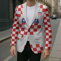 Custom Croatia National Heritage Blazer Red and White Checkerboard Design - Wonder Print Shop
