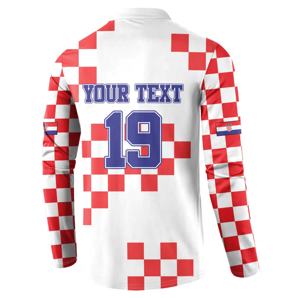 Custom Croatia National Heritage Button Sweatshirt Red and White Checkerboard Design - Wonder Print Shop