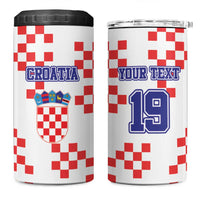 Custom Croatia National Heritage 4 in 1 Can Cooler Tumbler Red and White Checkerboard Design - Wonder Print Shop