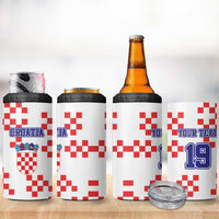 Custom Croatia National Heritage 4 in 1 Can Cooler Tumbler Red and White Checkerboard Design - Wonder Print Shop