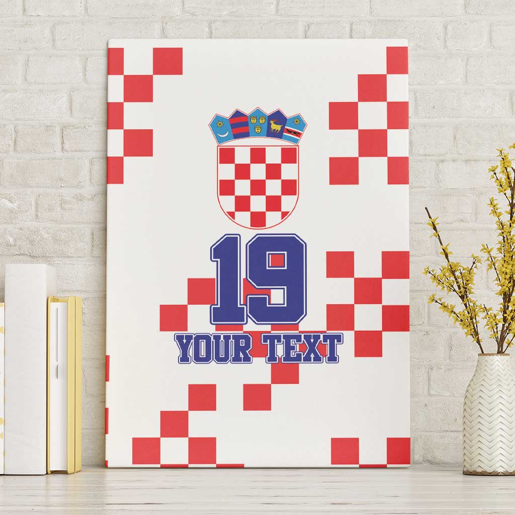 Custom Croatia National Heritage Canvas Wall Art Red and White Checkerboard Design - Wonder Print Shop