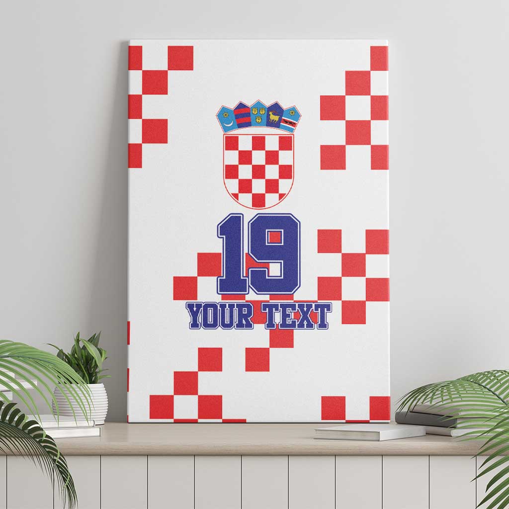 Custom Croatia National Heritage Canvas Wall Art Red and White Checkerboard Design - Wonder Print Shop