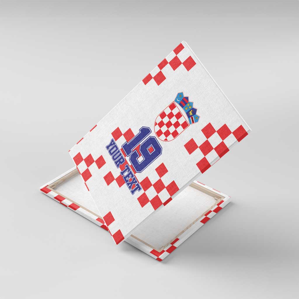 Custom Croatia National Heritage Canvas Wall Art Red and White Checkerboard Design - Wonder Print Shop