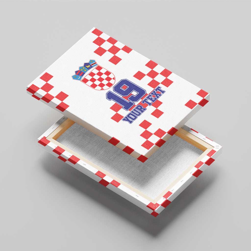 Custom Croatia National Heritage Canvas Wall Art Red and White Checkerboard Design - Wonder Print Shop