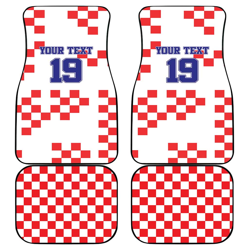 Custom Croatia National Heritage Car Mats Red and White Checkerboard Design - Wonder Print Shop