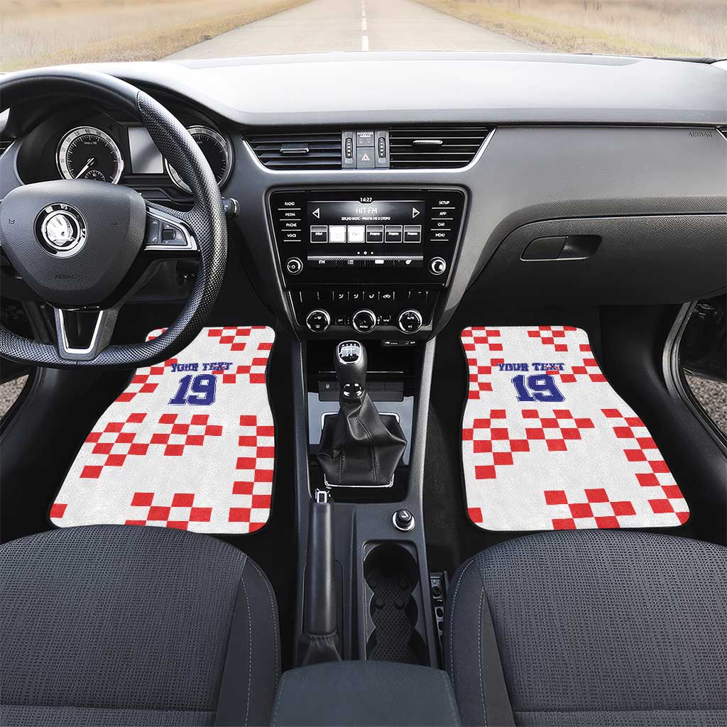 Custom Croatia National Heritage Car Mats Red and White Checkerboard Design - Wonder Print Shop