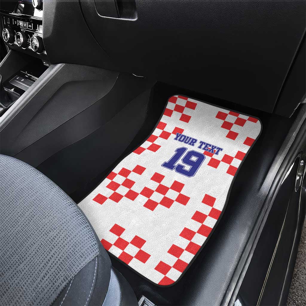 Custom Croatia National Heritage Car Mats Red and White Checkerboard Design - Wonder Print Shop