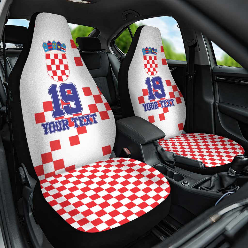 Custom Croatia National Heritage Car Seat Cover Red and White Checkerboard Design - Wonder Print Shop
