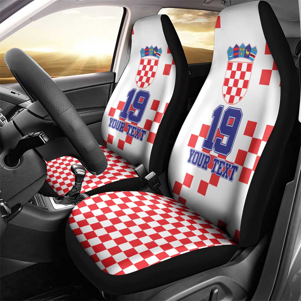 Custom Croatia National Heritage Car Seat Cover Red and White Checkerboard Design - Wonder Print Shop