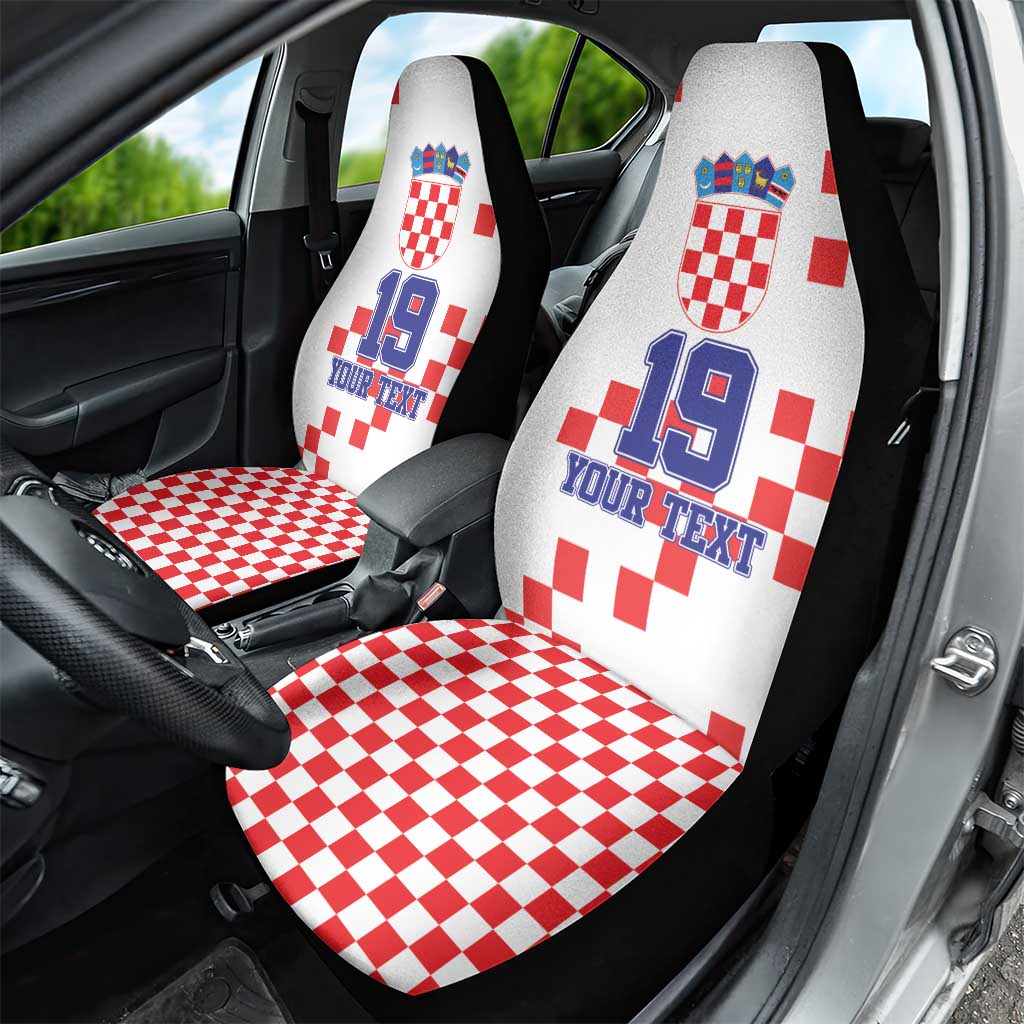 Custom Croatia National Heritage Car Seat Cover Red and White Checkerboard Design - Wonder Print Shop
