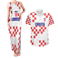 Custom Croatia National Heritage Couples Matching Tank Maxi Dress and Hawaiian Shirt Red and White Checkerboard Design - Wonder Print Shop