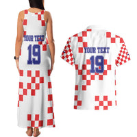 Custom Croatia National Heritage Couples Matching Tank Maxi Dress and Hawaiian Shirt Red and White Checkerboard Design - Wonder Print Shop