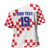 Custom Croatia National Heritage Cross Shoulder Shirt Red and White Checkerboard Design - Wonder Print Shop