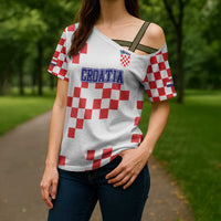 Custom Croatia National Heritage Cross Shoulder Shirt Red and White Checkerboard Design - Wonder Print Shop