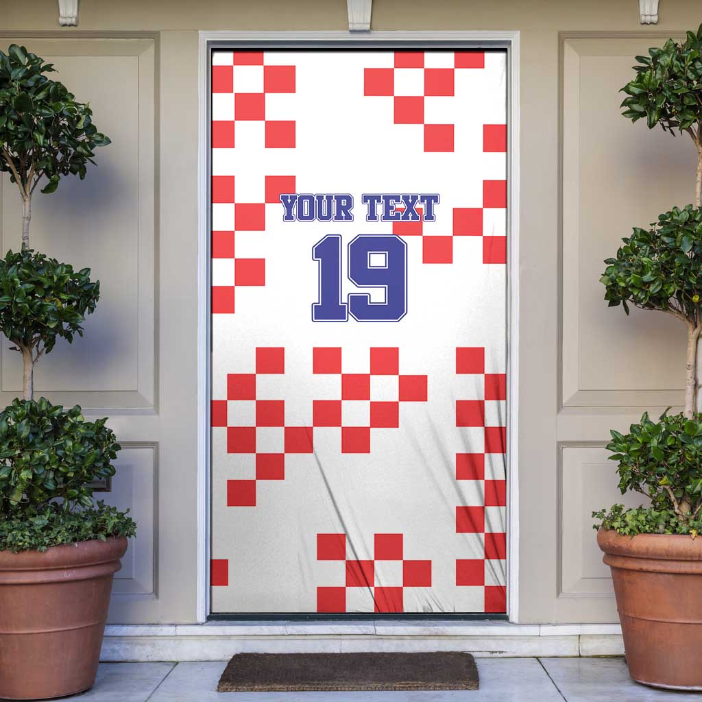 Custom Croatia National Heritage Door Cover Red and White Checkerboard Design - Wonder Print Shop