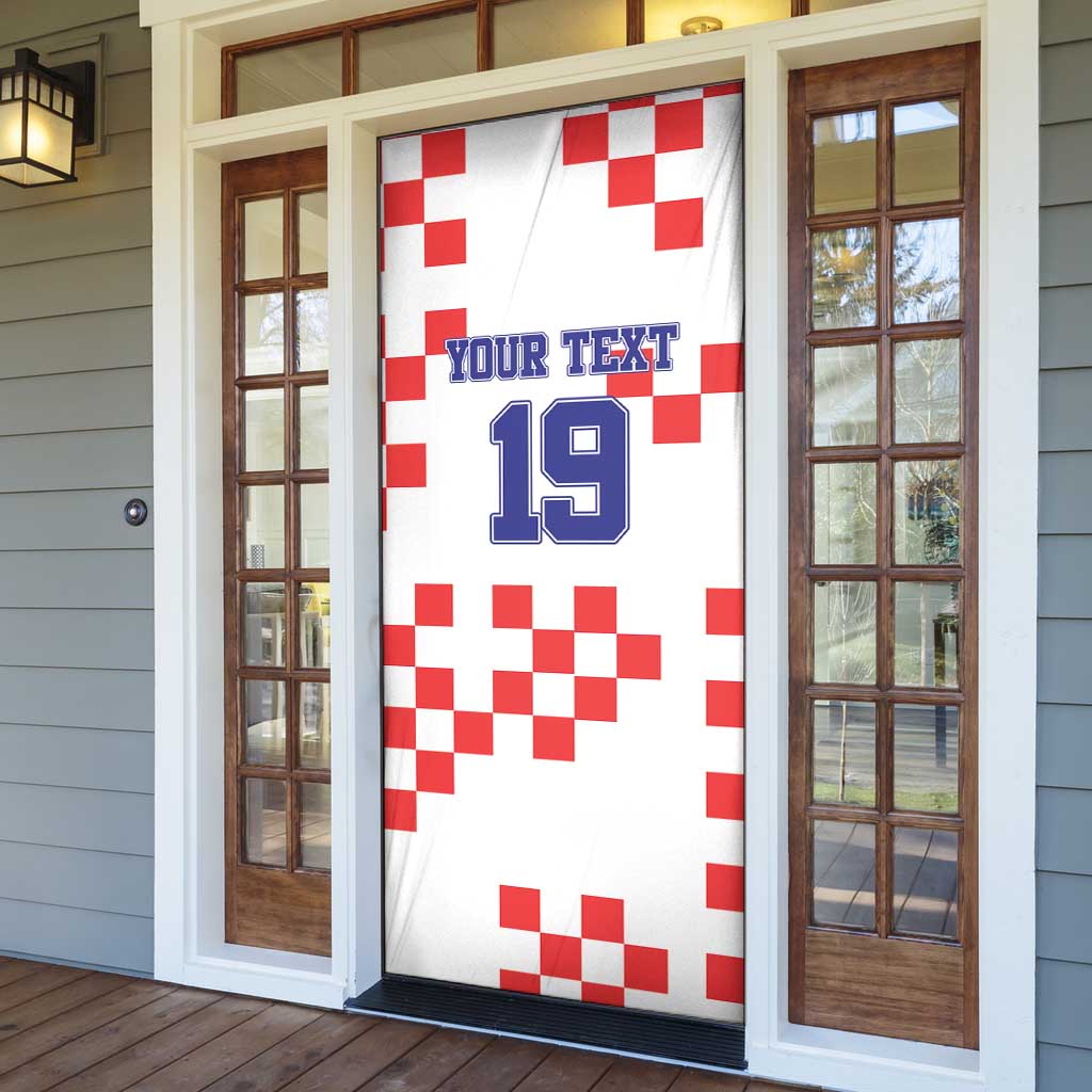 Custom Croatia National Heritage Door Cover Red and White Checkerboard Design - Wonder Print Shop