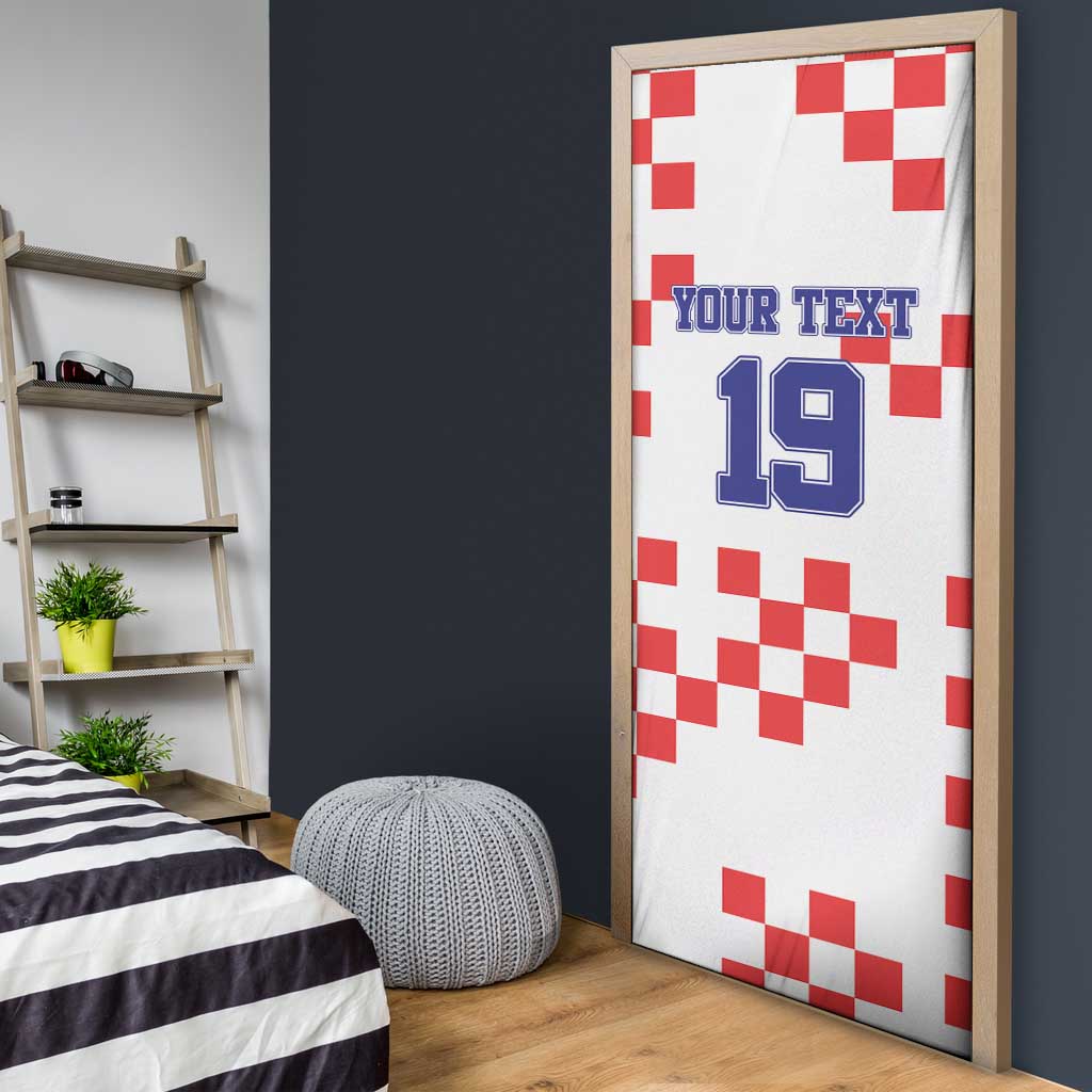 Custom Croatia National Heritage Door Cover Red and White Checkerboard Design - Wonder Print Shop